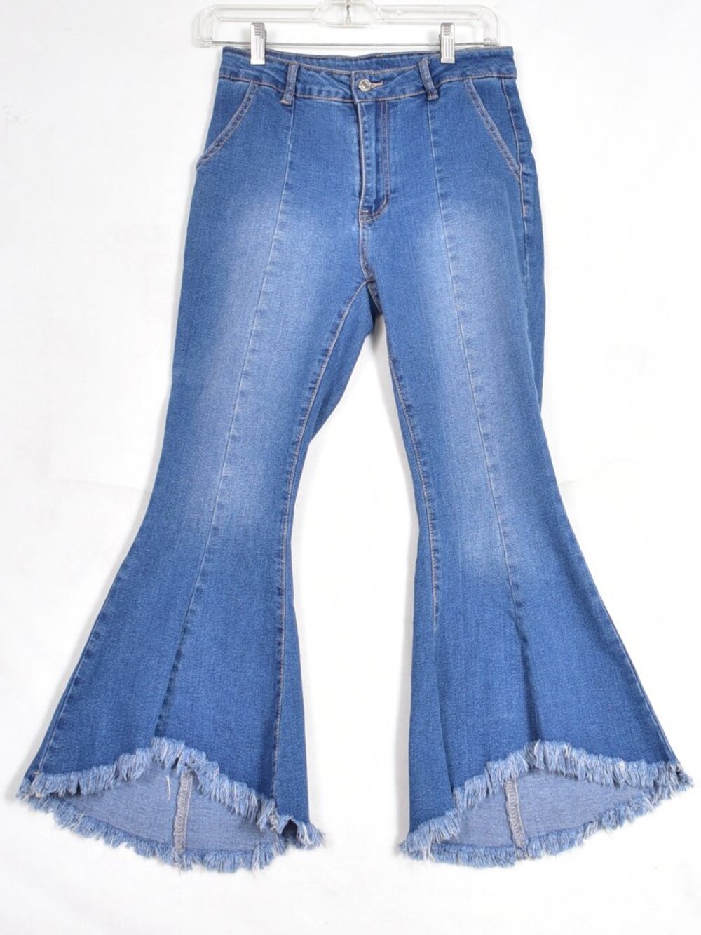 Shein Women's Blue Jeans Flare Leg Raw Hem Size 28